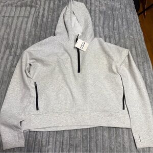 DSG Women’s Quarter Zip Light Gray Hooded Sweater